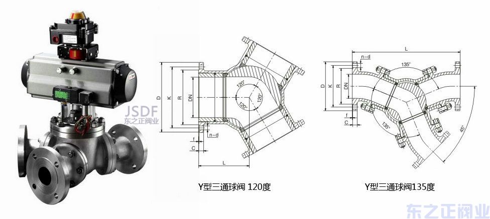 氣動(dòng)Y型三通球閥結(jié)構(gòu)圖
